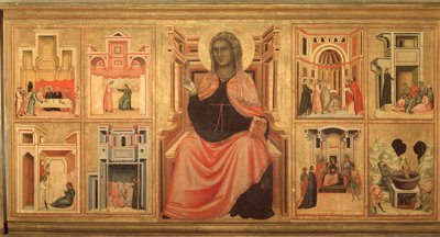 Pyhä Cecilia ja tarina hänen elämästään - alttaritaulu, n. 1290-1320 tekijältä Master of St. Cecilia