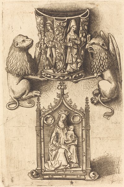 Suunnittelu dekantterilasiin ja paxille tekijältä Master of St. Sebastian