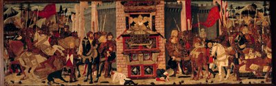Yläkerrassa Didon vastaanottaa Eneen Troijan lähettiläitä. Detrempe Master De Tournon De Sainte Croix