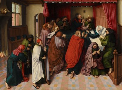 Neitsyen kuolema, n. 1500 (öljy paneelissa) tekijältä Master of the Amsterdam Death of the Virgin