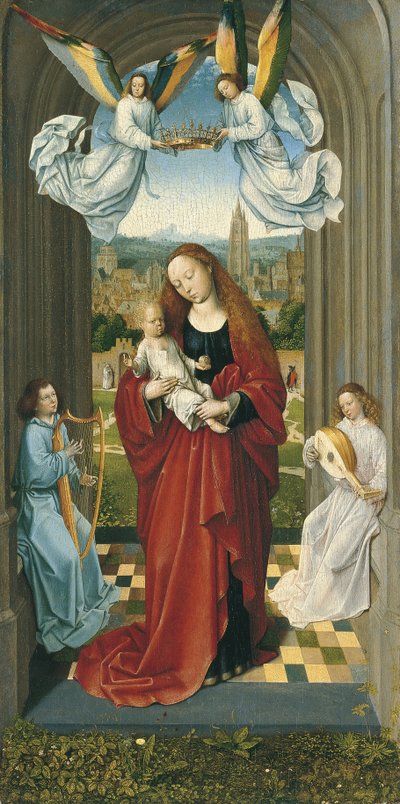 Neitsyt ja lapsi enkelien välissä tekijältä Master of the André Madonna