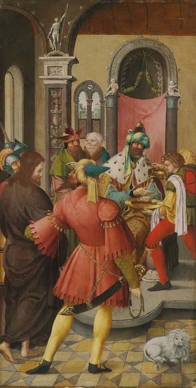 Alttaritaulun siipi: Kristus Pilatuksen edessä tekijältä Master of the Antwerp Adoration