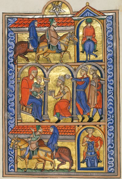 Maagien palvominen tekijältä Master of the Berthold Sacramentary