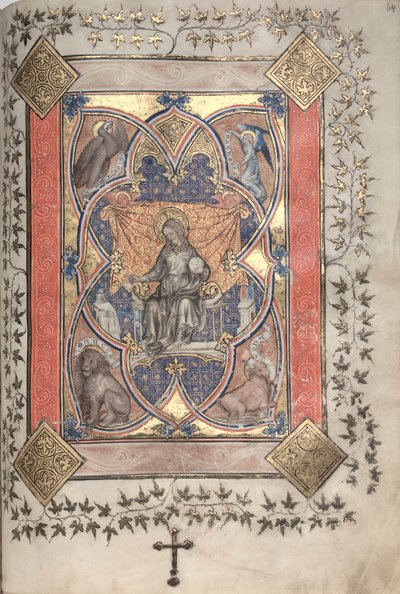 Gothan messali: Fol. 64r, Kristus Majesteetissa, n. 1375. tekijältä Master of the Boqueteaux