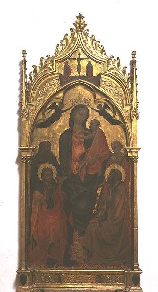 Madonna ja lapsi pyhien kanssa (tempera paneelissa) tekijältä Master of the Borgo alla Collina