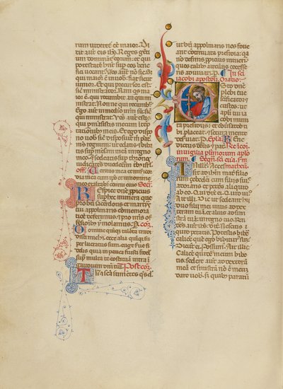 Alkukirjain E: Pyhä Jaakob Suurempi tekijältä Master of the Brussels Initials