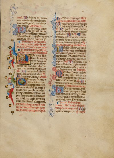 Alkukirjain P: Paavin siunaus tekijältä Master of the Brussels Initials