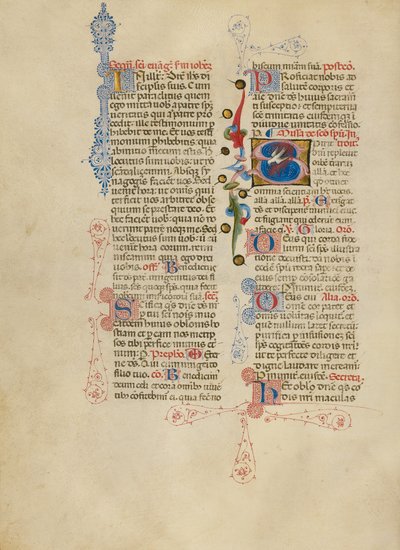 Alkuperäinen S: Pyhän Hengen kyyhkynen tekijältä Master of the Brussels Initials