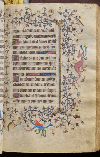 Navarran kuninkaan Kaarle Aatelisen (1361-1425) tunnit: fol. 107r, teksti tekijältä Master of the Brussels Initials and Associates