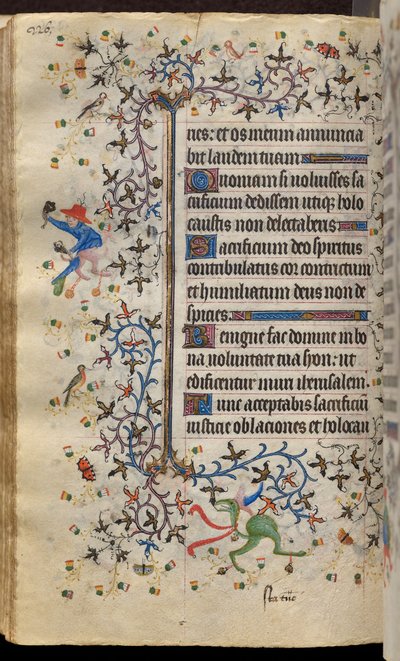 Navarran kuninkaan Kaarle Aatelisen (1361-1425) tunnit: fol. 113v, teksti tekijältä Master of the Brussels Initials and Associates
