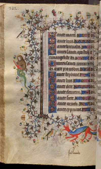 Navarran kuninkaan Kaarle Aatelisen (1361-1425) tunnit: fol. 121v, teksti tekijältä Master of the Brussels Initials and Associates