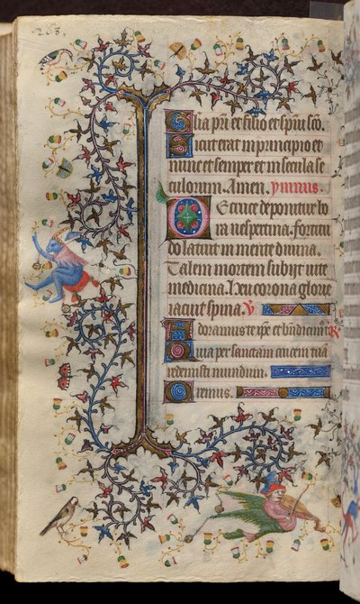 Navarran kuninkaan Kaarle Aatelisen (1361-1425) tunnit: fol. 134v, teksti tekijältä Master of the Brussels Initials and Associates