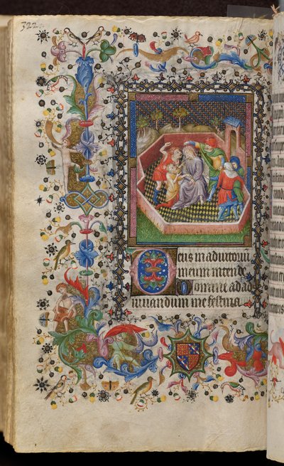 Navarran kuninkaan Kaarle Aatelisen (1361-1425) tunnit: fol. 161v, Kristuksen pilkkaaminen. tekijältä Master of the Brussels Initials and Associates