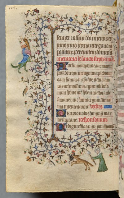 Navarran kuninkaan Kaarle Aatelisen (1361-1425) tunnit: fol. 273v, teksti tekijältä Master of the Brussels Initials and Associates