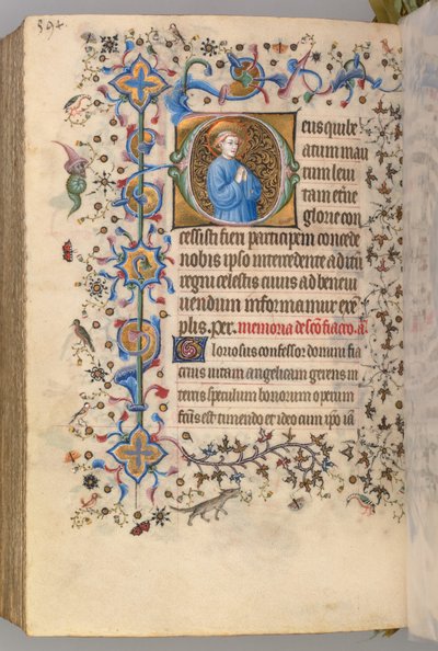 Navarran kuninkaan Kaarle Aatelisen (1361-1425) tunnit: fol. 291v, teksti tekijältä Master of the Brussels Initials and Associates