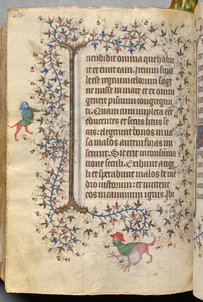 Navarran kuninkaan Kaarle Aatelisen (1361-1425) tunnit, fol. 319v, teksti tekijältä Master of the Brussels Initials and Associates