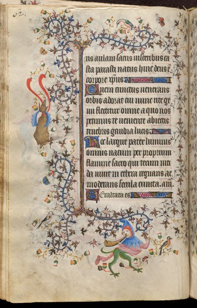 Navarran kuninkaan Kaarle Aatelisen (1361-1425) tunnit: fol. 31v, teksti tekijältä Master of the Brussels Initials and Associates