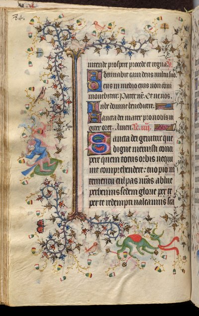 Navarran kuninkaan Kaarle Aatelisen (1361-1425) tunnit: fol. 42v, teksti tekijältä Master of the Brussels Initials and Associates