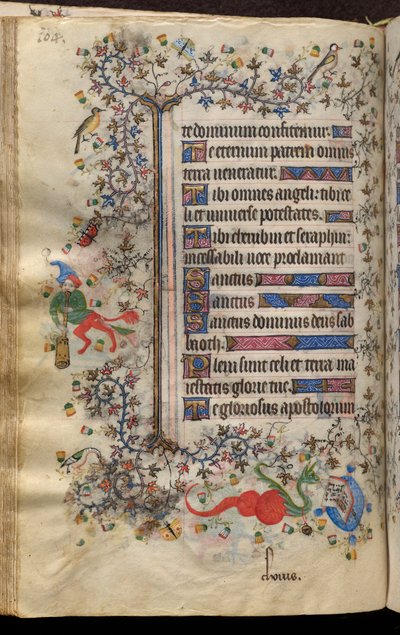 Navarran kuninkaan Kaarle Aatelisen (1361-1425) tunnit: fol. 52v, teksti tekijältä Master of the Brussels Initials and Associates