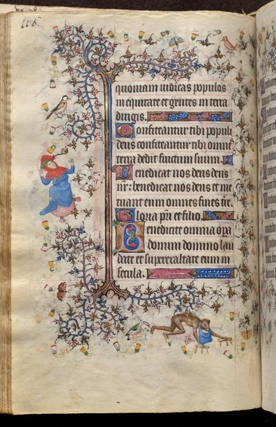 Navarran kuninkaan Kaarle Aatelisen (1361-1425) tunnit: fol. 58v, teksti tekijältä Master of the Brussels Initials and Associates