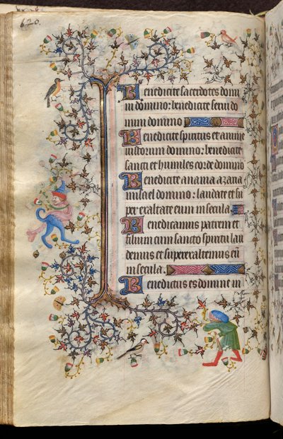 Navarran kuninkaan Kaarle Aatelisen (1361-1425) tunnit: fol. 60v, teksti tekijältä Master of the Brussels Initials and Associates