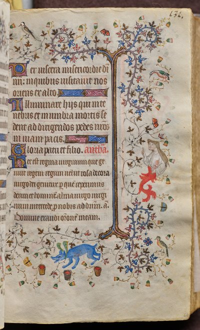 Navarran kuninkaan Kaarle Aatelisen (1361-1425) tunnit: fol. 66r, teksti tekijältä Master of the Brussels Initials and Associates