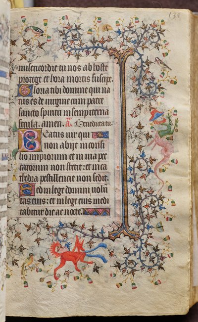 Navarran kuninkaan Kaarle Aatelisen (1361-1425) tunnit: fol. 68r, teksti tekijältä Master of the Brussels Initials and Associates
