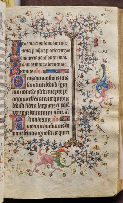 Navarran kuninkaan Kaarle Aatelisen (1361-1425) tunnit: fol. 73r, teksti tekijältä Master of the Brussels Initials and Associates