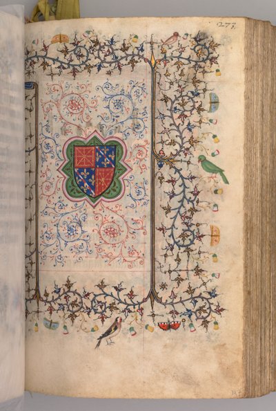 Kaarle Aatelisen, Navarran kuninkaan tunnit 1361-1425: fol. 137r, Vaakuna..., c. 1405. tekijältä Master of the Brussels Initials and Associates