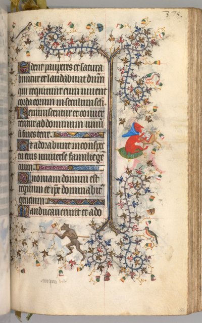 Kaarle Aatelisen, Navarran kuninkaan tunnit 1361-1425: fol. 183r, Teksti, c. 1405. tekijältä Master of the Brussels Initials and Associates