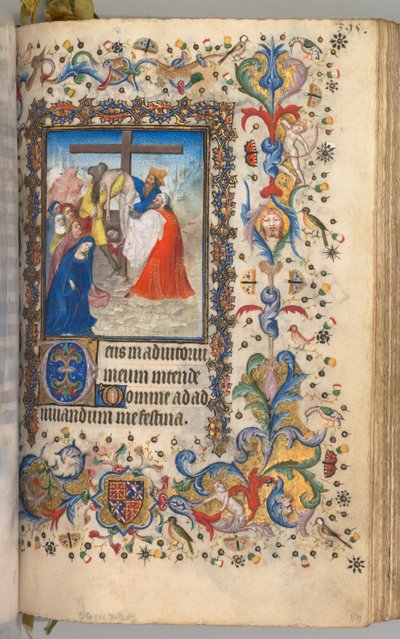 Kaarle Aatelisen, Navarran kuninkaan tunnit 1361-1425: fol. 192r, Laskeutuminen ristiltä, n. 1405. tekijältä Master of the Brussels Initials and Associates