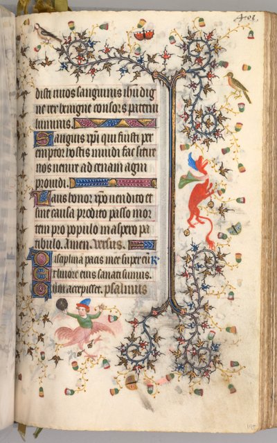 Kaarle Aatelisen, Navarran kuninkaan tunnit 1361-1425: fol. 195r, Teksti, c. 1405. tekijältä Master of the Brussels Initials and Associates