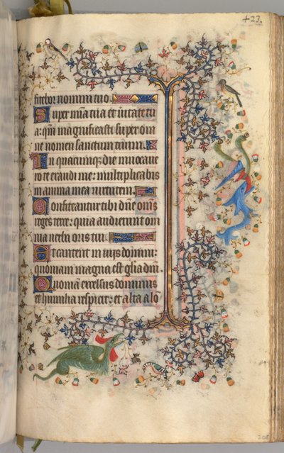 Kaarle Aatelisen, Navarran kuninkaan tunnit 1361-1425: fol. 206r, Teksti, c. 1405. tekijältä Master of the Brussels Initials and Associates