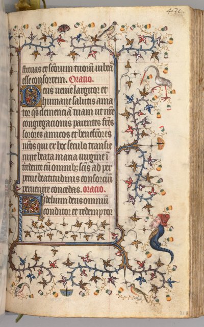 Kaarle Aatelisen, Navarran kuninkaan tunnit 1361-1425: fol. 210r, Teksti, c. 1405. tekijältä Master of the Brussels Initials and Associates