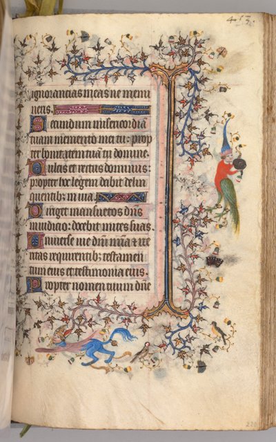 Kaarle Aatelisen, Navarran kuninkaan tunnit 1361-1425: fol. 221r, Teksti, c. 1405. tekijältä Master of the Brussels Initials and Associates