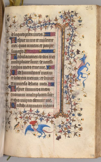 Kaarle Aatelisen, Navarran kuninkaan tunnit 1361-1425: fol. 222r, Teksti, c. 1405. tekijältä Master of the Brussels Initials and Associates
