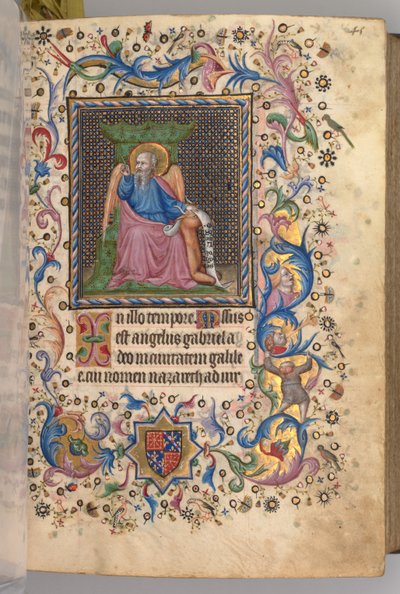 Kaarle Aatelisen, Navarran kuninkaan tunnit 1361-1425: fol. 23r, St. Luke, c. 1405. tekijältä Master of the Brussels Initials and Associates