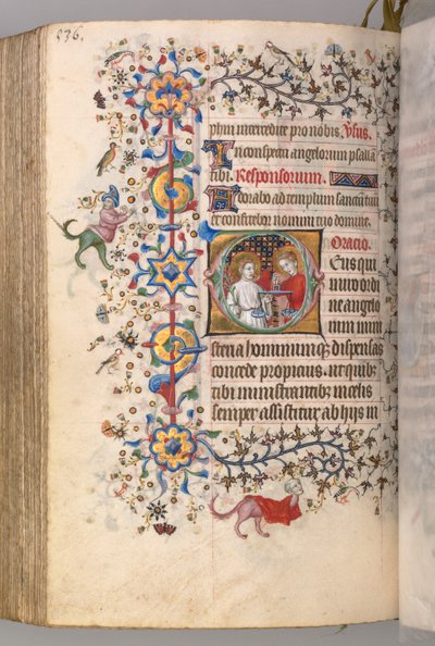 Kaarle Aatelisen, Navarran kuninkaan tunnit 1361-1425: fol. 262v, teksti, c. 1405. tekijältä Master of the Brussels Initials and Associates