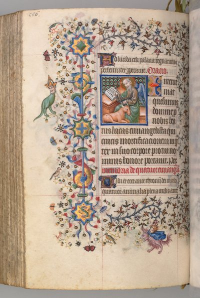 Kaarle Aatelisen, Navarran kuninkaan tunnit 1361-1425, , fol. 272v, St. Luke, c. 1405. tekijältä Master of the Brussels Initials and Associates