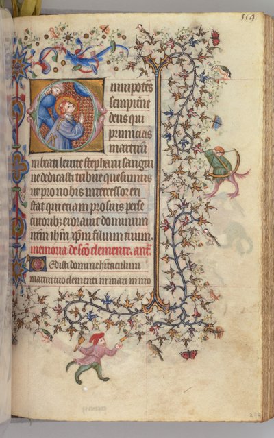 Kaarle Aatelisen, Navarran kuninkaan tunnit 1361-1425, , fol. 274r, St. Stephen, c. 1405. tekijältä Master of the Brussels Initials and Associates