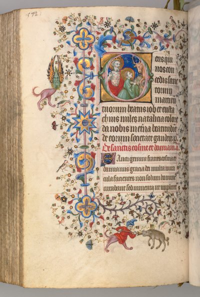Kaarle Aatelisen, Navarran kuninkaan tunnit 1361-1425, fol. 280v, SS. Job ja Eustace, n. 1405. tekijältä Master of the Brussels Initials and Associates