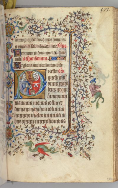 Kaarle Aatelisen, Navarran kuninkaan tunnit 1361-1425, fol. 281r, SS. Cosmas ja Damien, n. 1405. tekijältä Master of the Brussels Initials and Associates
