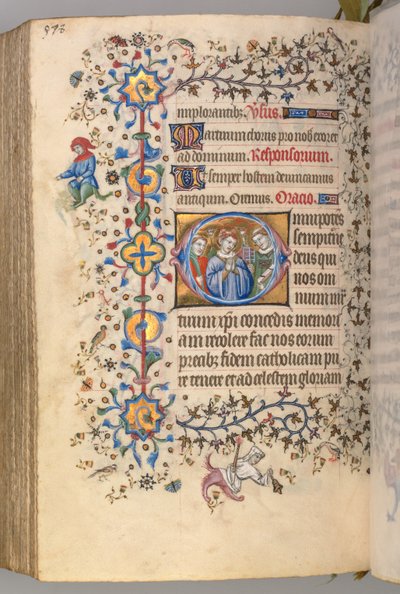 Kaarle Aatelisen, Navarran kuninkaan tunnit 1361-1425, fol. 283v, marttyyrit: Tuntematon pyhä..., tekijältä Master of the Brussels Initials and Associates
