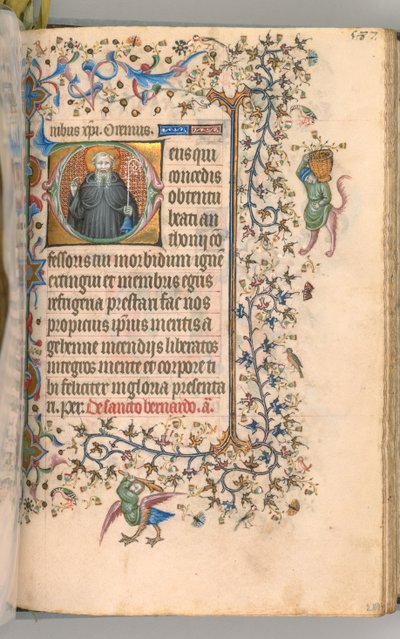 Kaarle Aatelisen, Navarran kuninkaan tunnit 1361-1425, fol. 288r, St. Anthony, c. 1405. tekijältä Master of the Brussels Initials and Associates