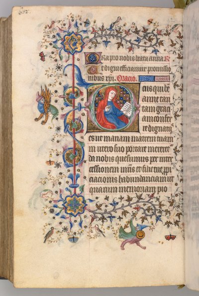 Kaarle Aatelisen, Navarran kuninkaan tunnit 1361-1425, fol. 295v, St. Anne, c. 1405. tekijältä Master of the Brussels Initials and Associates
