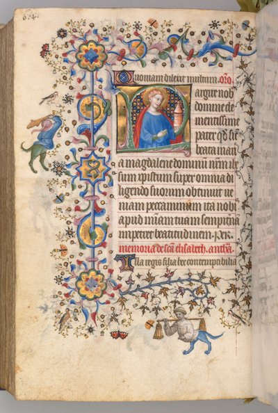 Kaarle Aatelisen, Navarran kuninkaan tunnit 1361-1425, fol. 296v, St. Maria Magdalene, c. 1405. tekijältä Master of the Brussels Initials and Associates