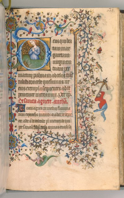 Kaarle Aatelisen, Navarran kuninkaan tunnit 1361-1425, fol. 299a, St. Margaret, c. 1405. tekijältä Master of the Brussels Initials and Associates