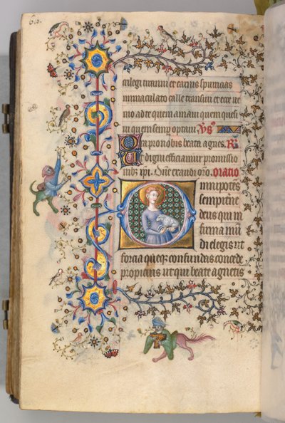 Hores de Carles el Noble, rei de Navarra 1361-1425, fol. 299v, Santa Agnès, c. 1405. finlandès tekijältä Master of the Brussels Initials and Associates