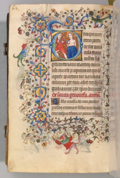 Kaarle Aatelisen, Navarran kuninkaan tunnit 1361-1425, fol. 300v, St. Agatha, n. 1405. tekijältä Master of the Brussels Initials and Associates
