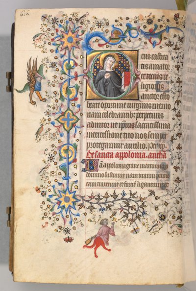 Kaarle Aatelisen, Navarran kuninkaan tunnit 1361-1425, fol. 302v, St. Opportune, c. 1405. tekijältä Master of the Brussels Initials and Associates